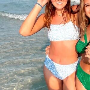 Blue & White FLORAL SWIMSUIT!